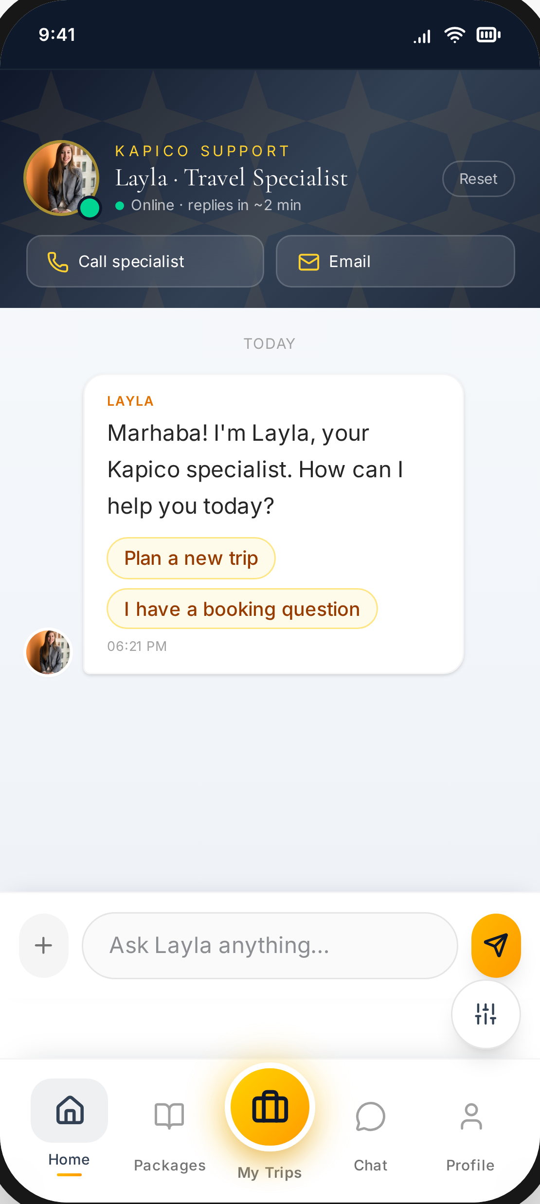 Chat screen